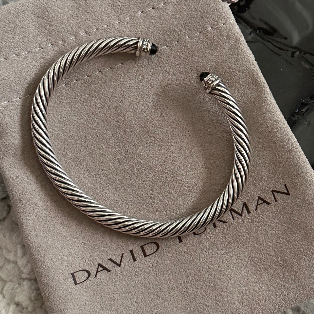 David Yurman 5mm Classic Cable Bracelet w/Black Onyx & Diamonds - Picture 1 of 15